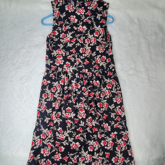 J Jill Womens Floral Collared Sleevless Dress Size Small, Black and Red, Buttons - Picture 5 of 6
